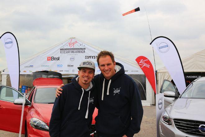 Professional Kitesurfer Lewis Crathern (left) and Event Director Dan Charlish (right) open the Virgin Kitesurfing Armada Festival © Virgin Kitesurfing Armada